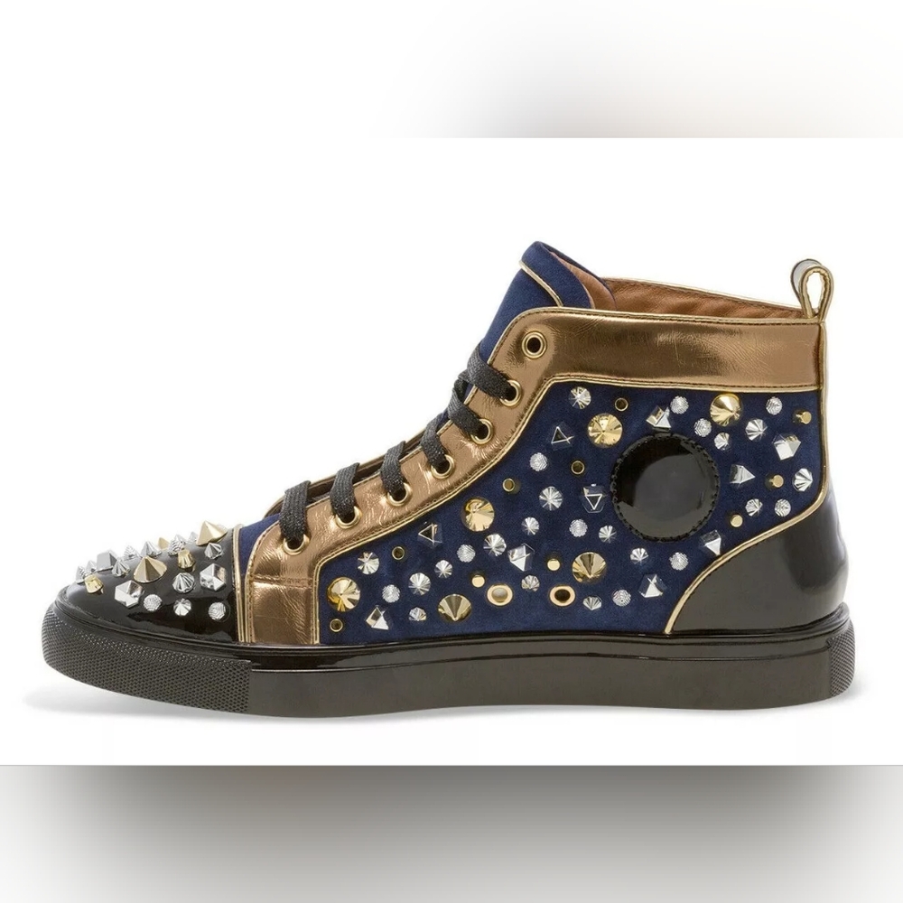Men's J75 by Jump Siseley Navy Gold Mid Top Spike Toe Sneakers